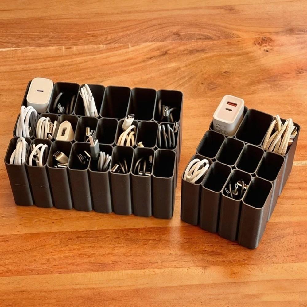 3D Printed USB Cord Storage Box Reusable USB Cord Organizer Compartment Box Home Organization