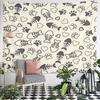 Fish Bones and Paw Prints Pattern Pattern Wall Hanging Tapestry Decorative Tapestry Home Decor for Bedroom and Living Room