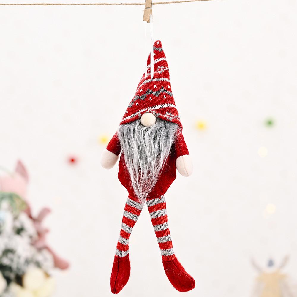 Plush Striped Festive Forest Old Man Hanging Leg Decoration For Holiday Cheer
