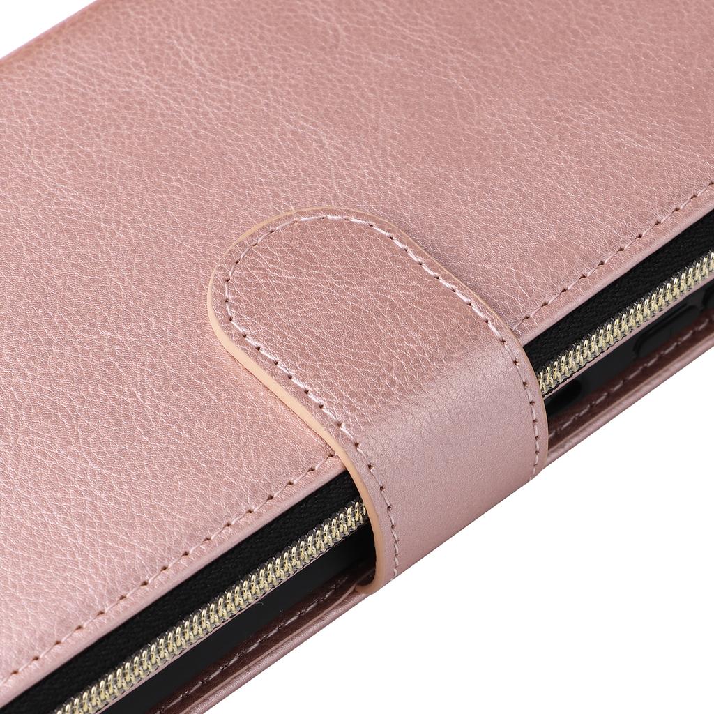 Чехол для Samsung Galaxy S24 FE с карманом на молнии, кожаный чехол для телефона из ПУ с ремешком для руки