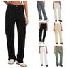 Women's Adjustable Straight Fit Cargo Pants Adjustable Baggy With Pockets Elastic Waist Casual Cargo Pants Relaxed Fit Pull On Work Pant