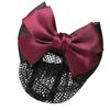 Bowknot Hair Snood Net Elegant Women Barrette Hair Clip Bun Cover for Waitress Nurse Red Bowknot