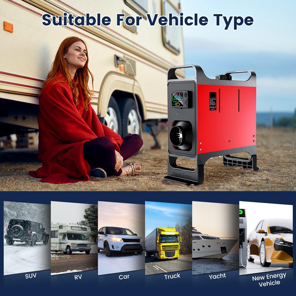 Все в одном дизельном воздушном автомобильном обогревателе, 5-8 кВт, регулируемый, 12 В, ЖК-дисплей, английский пульт дистанционного управления, встроенный парковочный обогреватель