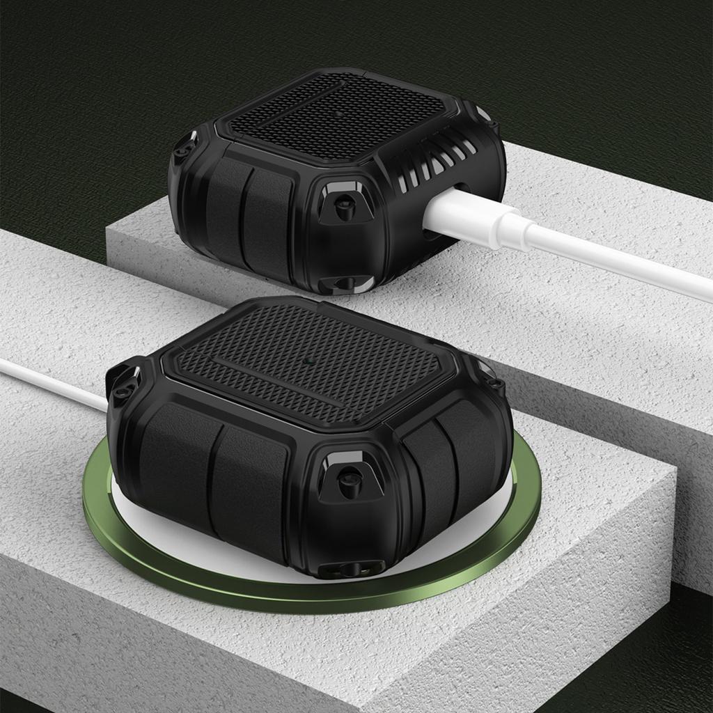 Защитный чехол для наушников TPU Чехол Защита от потери с карабином для IOS Earbuds 3 Черный Черный