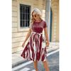 Summer Women's Dress New Round Neck Splicing Printed Short Sleeve Swing Dresses