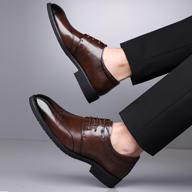 Fashion Spring Autumn New Designer Dress Shoes for Men Solid Color Lace Fashion Casual Shoes Male Business Formal Leather Shoe Man