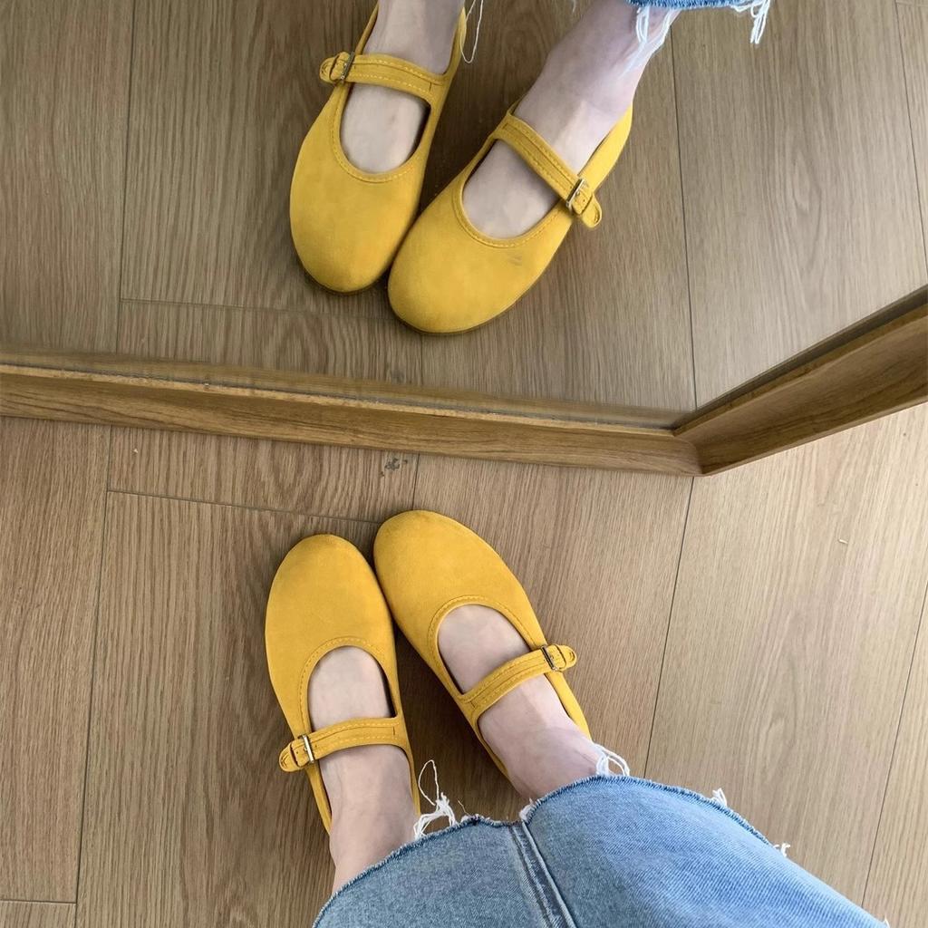 Французские ретро туфли Мэри Джейн на одной пуговице для женщин, которые можно носить в 2025 году, новые балетки с неглубоким воротом и сказочным ветром