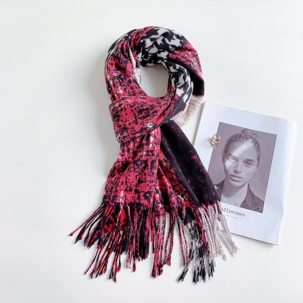 2024 Осень/Зима Новый Тысяча Птиц Сетка Имитация Кашемира Универсальный Печатный Клетчатый Шарф Теплый Декоративный Шарф Для Мужчин И Женщин