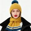 3Pcs/Set Women Winter Hat Scarf Gloves Set Plush Ball Decor Elastic Knitting Hat Long Scarf Touch Screen Gloves Set
