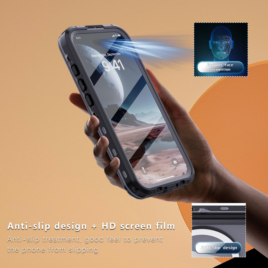 ShellboxДля IPhone 16 Promax/15/14/13/12/11 Водонепроницаемый Чехол для Телефона IP68 Ударопрочный, Пылезащитный, Полностью Герметичный Чехол