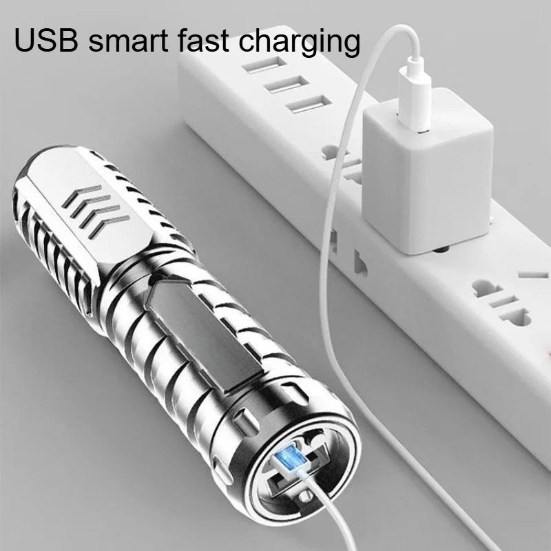 Home Multifunctional Emergency Mini Long Range Rechargeable Flashlight Strong Light-low Light-sharp Multi-functional Waterproof