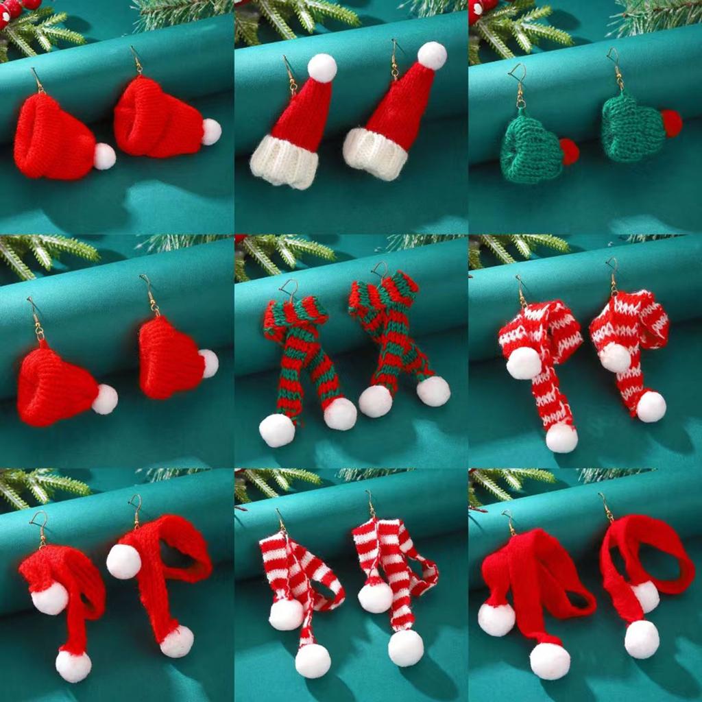 Women's Christmas Ear Studs Fall and Winter Hat Scarf Pendant Festival Earrings Gift for Wife Mother Daughter Friends