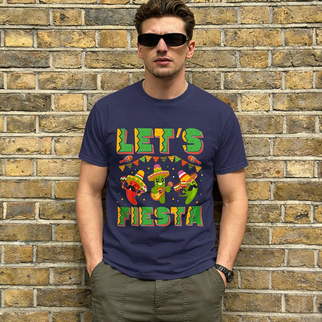 Vintage T Shirt Summer Lets Party Fiesta Novelty TShirts Cotton Tshirt for Unisexs Y2K Casual Cheap Print Short Sleeve Tees