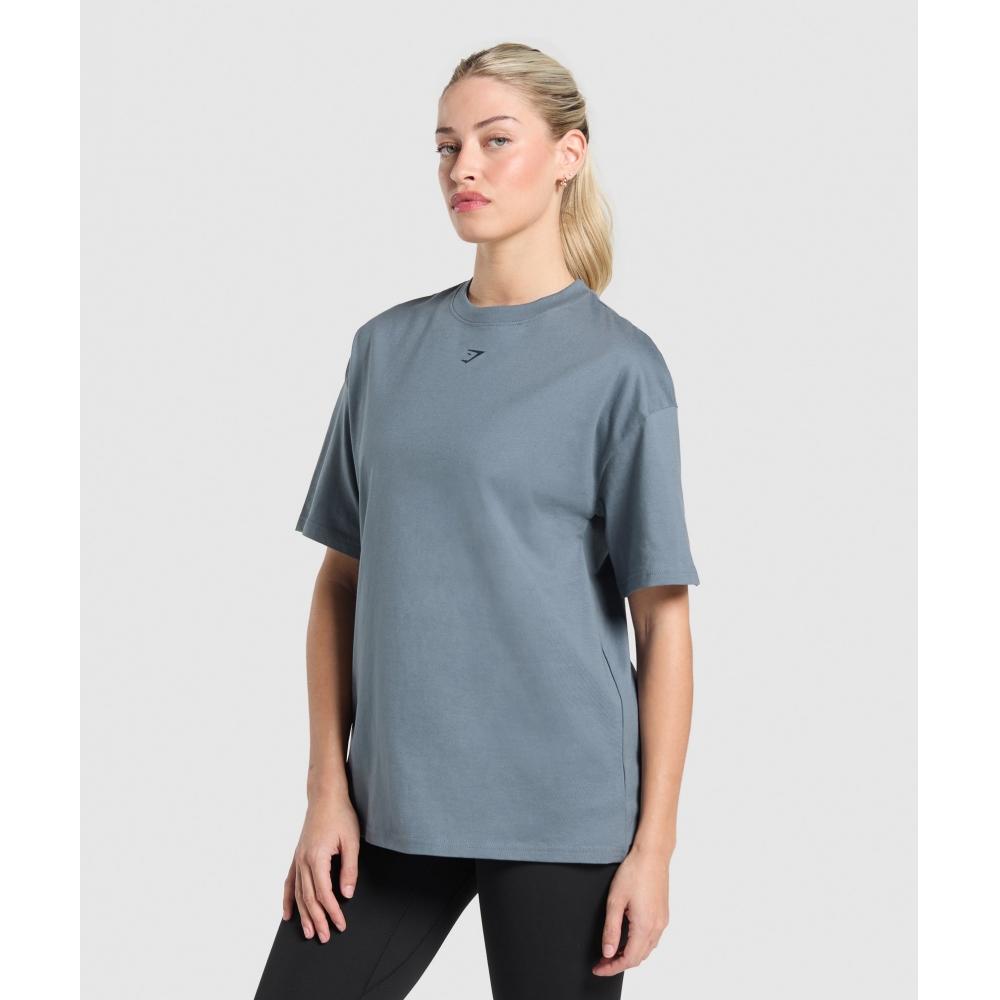 Gymshark Campus Classics Graphic T shirT Iron Blue B2b2d ucTm