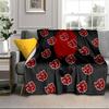 Anime Red Clouds On Black Background Blanket Flannel Blanket for bed, sofa, Camping, Hiking, Picnic Essentials, gift for family Fan gifts
