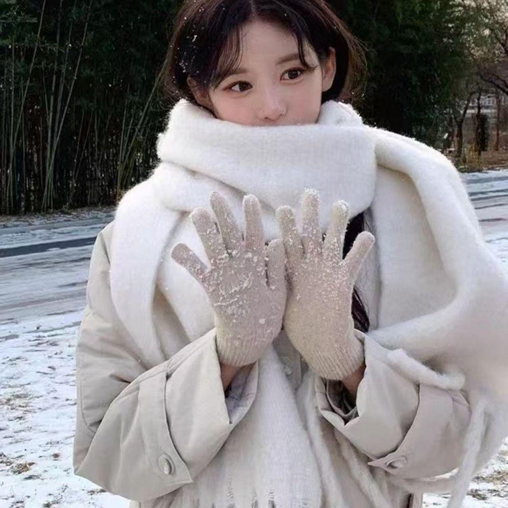 Macaron Solid Color Long Wool Tassel Scarf Korean Style Winter Cashmere Shawl Winter