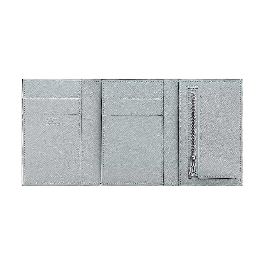 HERMES Bearn Epsom Calfskin Wallet Women's 8U Bleu Glacier Blue H082875CK8U