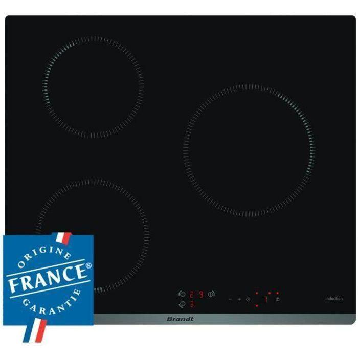 BRANDT Induction Hob - 3 Zones - 4600W - Glass Coating - Black - L58 X D51 Cm - BPI6310B