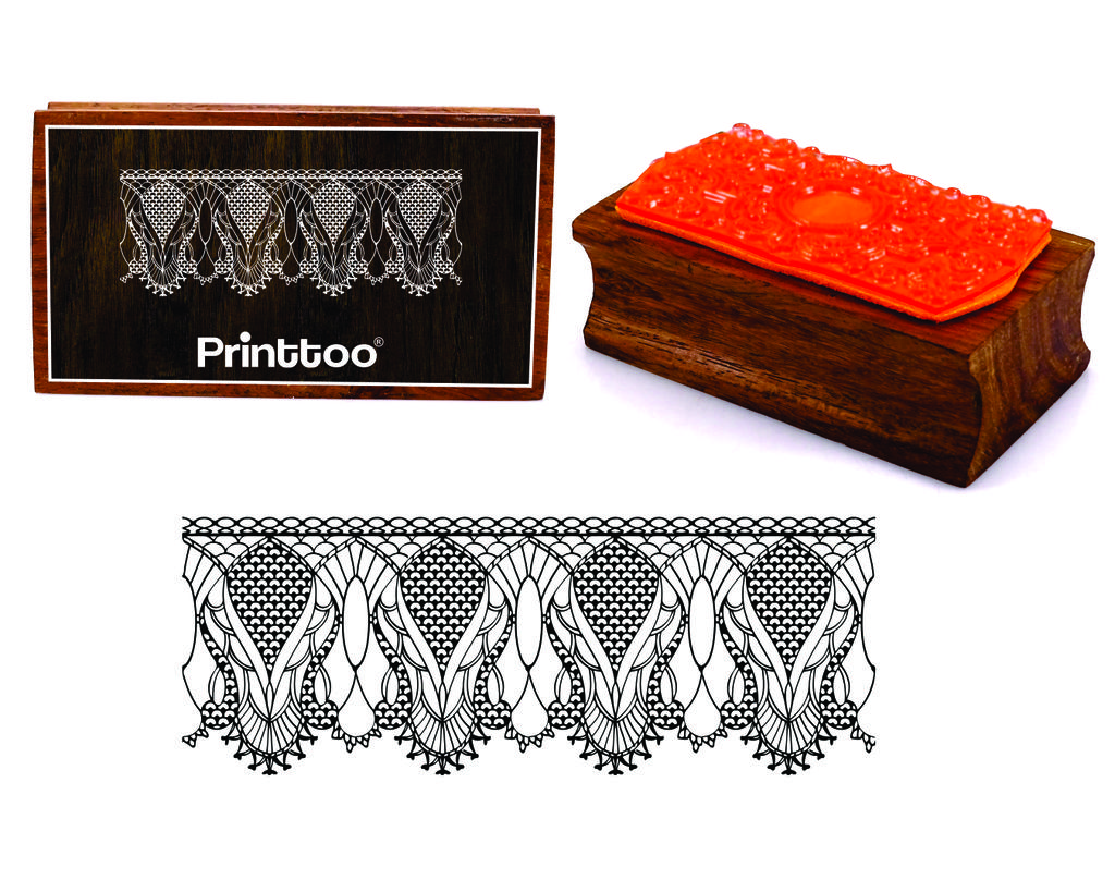 Printtoo Scrap-Booking Lace Ornate Border Design Прямоугольная деревянная резиновая печать