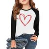 Футболки с длинным рукавом для девочек Love ко Дню святого Валентина, детские осенние топы с круглым вырезом, базовые футболки для детей 5-14 лет