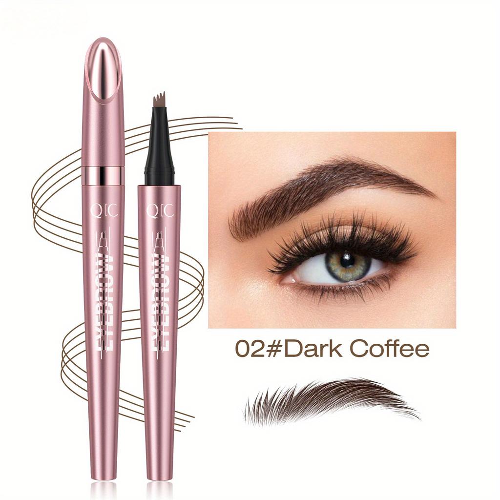 Four Forked Eyebrow Pencil Wild Eyebrow Waterproof Sweatproof Smooth Non Smudge Liquid Eyebrow Pencil Eyebrow Contour Pencil Women's Makeup 4 Colors