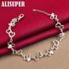 925 Sterling Silver FULL Heart AAA Zircon Chain Bracelet Jewelry
