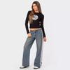 IHUASU Fashion Loose Side Stretch Wide Leg Jeans for Women