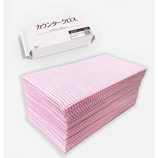 Counter cloth 100 pieces 30x60cm pink disposable non-woven reusable commercial table duster (pink)