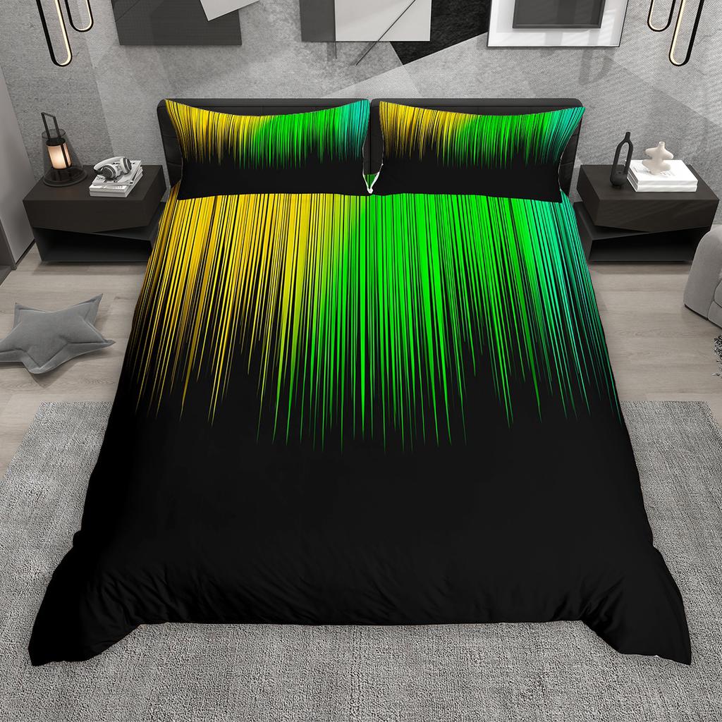 Comforter Homewish Gradient Lines 2Pcs/3Pcs Neon Red Gray Cyan Bedding Set Black Green Blue Pink Comforter Set