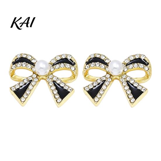 Versatile Alloy Ear Studs 1 Pair Sparkly Rhinestone Bow Knot Stud Earrings for Women, Faux Pearl Minimalist Ribbon Earrings, Statement Cubic Zirconia