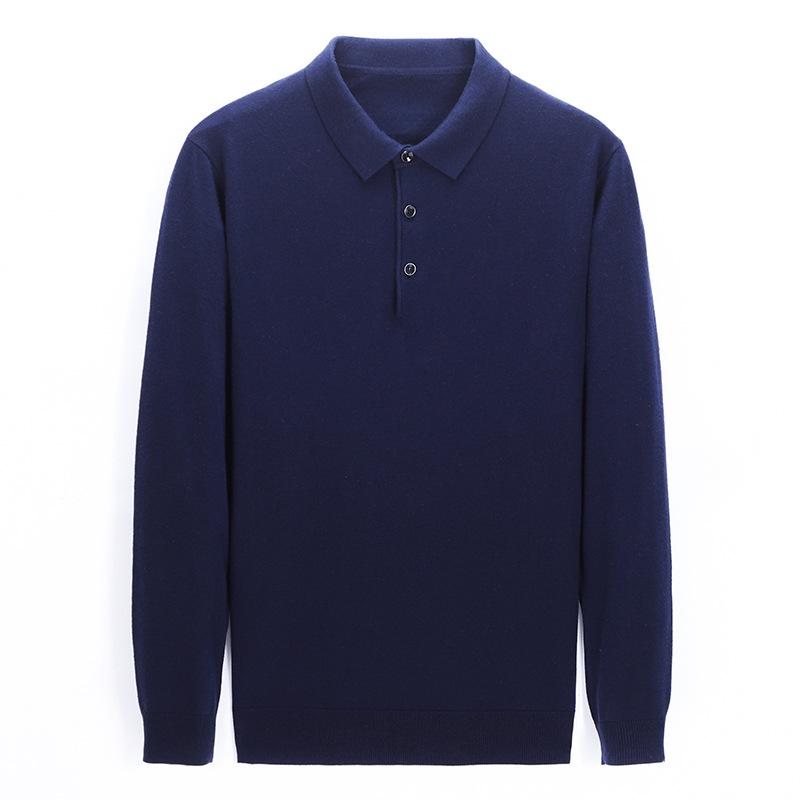 2026 Autumn Men's Solid Color Casual Knit Polo Sweater
