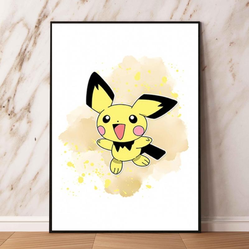 Canvas Art Watercolor Themed Walls Painting Pokemon Snorlax Comics Pictures Modern Home Waterproof Children Room Decor Gifts