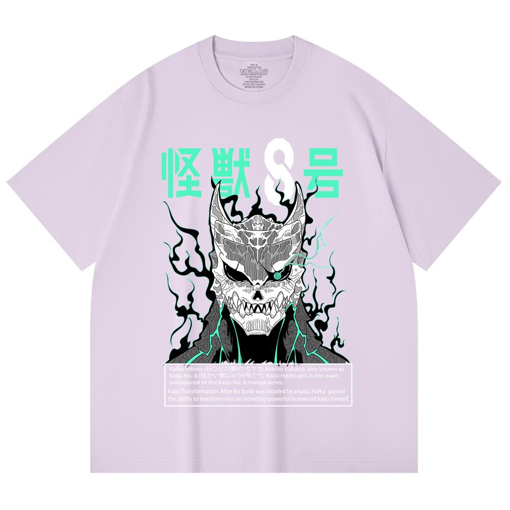 230 г/м² 100% хлопок Kaiju No 8 V3 Принт Унисекс Тяжелая хлопковая футболка