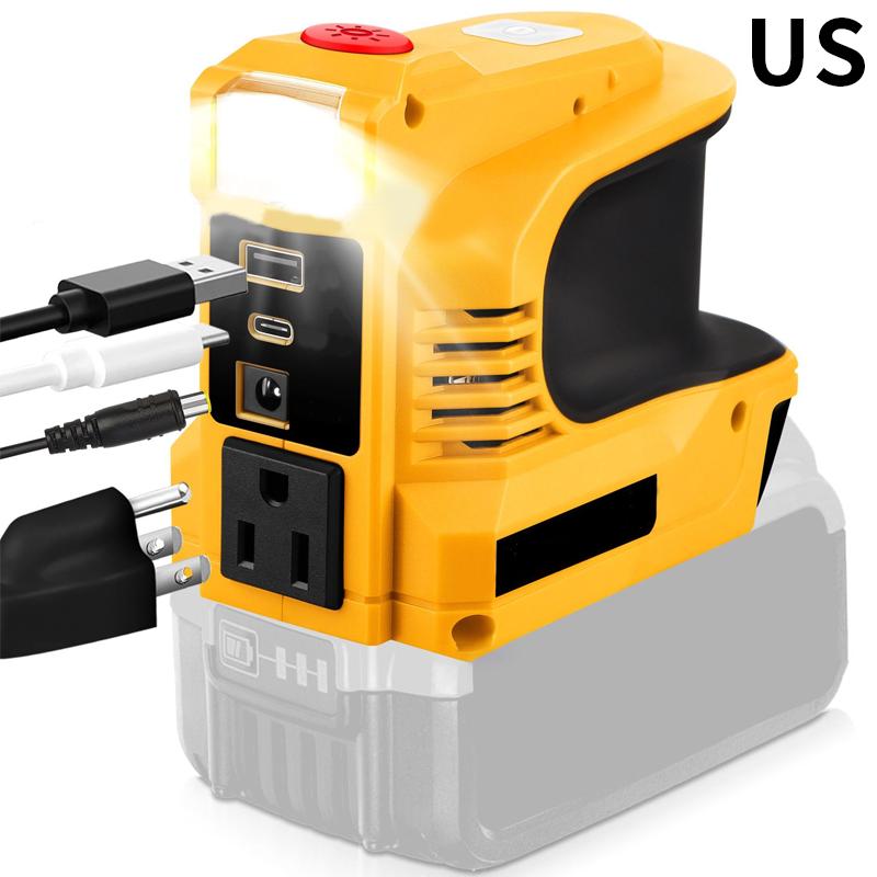 Адаптер питания 180 Вт для аккумуляторов Makita/Bosch/Dewalt/Milwaukee 18 В/20 В, инвертор питания DC 20 В в AC 110-120 В со светодиодной подсветкой