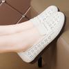Women's Flats Loafers Driving Shoes Moccasins White Flats Casual Soft Summer Hollow Walking Shoes for Mother