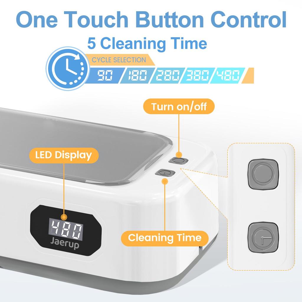 Ultrasonic Jewelry Cleaner, Portable Professional Ultrasonic Cleaner for Jewelry, Eyeglass, Watches, Ring, Blade Razor, 40W 700ml 49KHz