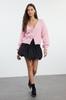 Women's Elegance Style Cardigan Powder Rose Detailed Knitwear Cardigan