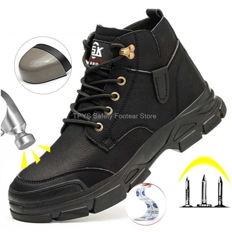 Ботинки мужские противоискровые со стальным носком и высоким верхом, рабочие защитные ботинки для мужчин, промышленная рабочая обувь, зимние ботинки из микрокожи