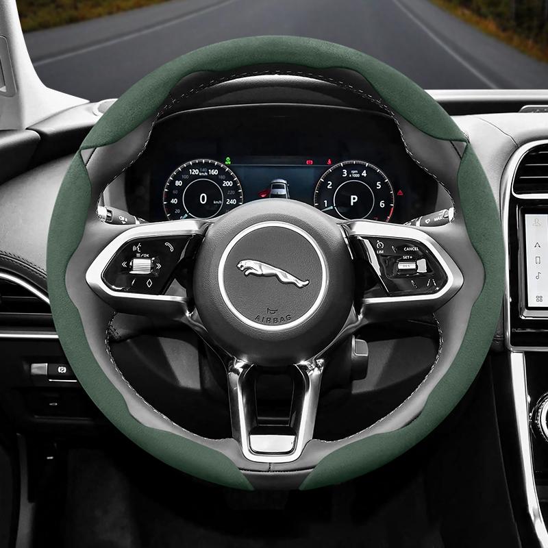vcxja9 Suitable for Jaguar Anti-Slip Buckle Segmented Suede Steering Wheel Cover Suitable for Xf X250 Xe E Pace F Xj I