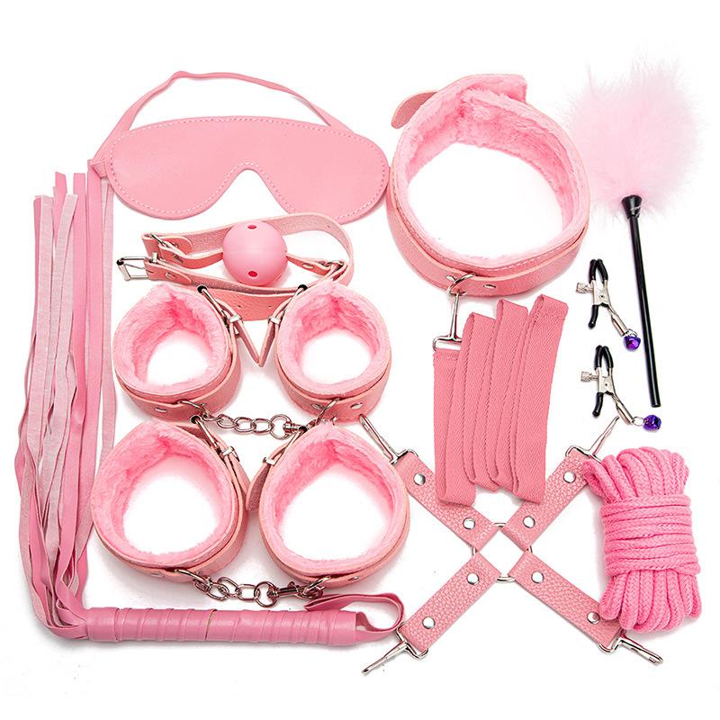 Leather  Kit Bondage Set Adult Toys Sex Games Handcuffs Whip sm Sex Toy Kits Exotic Accessories Erotic Sex Toys for Couples