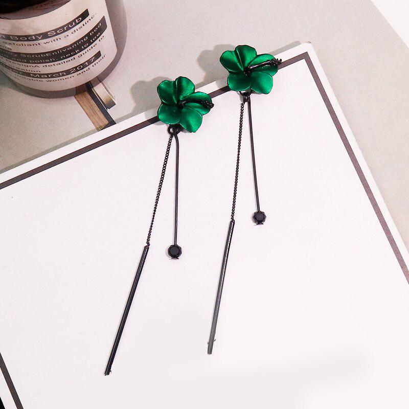 Earrings with Green Flower Tassels Retro Temperament Long Ear Style Ear Pendant for Woman MIT