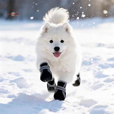 4 шт./комплект Теплые хлопковые ботинки для собак Отражающие Утолщенные снегоступы для собак Износостойкие Удобные Носочки-ботиночки для щенков