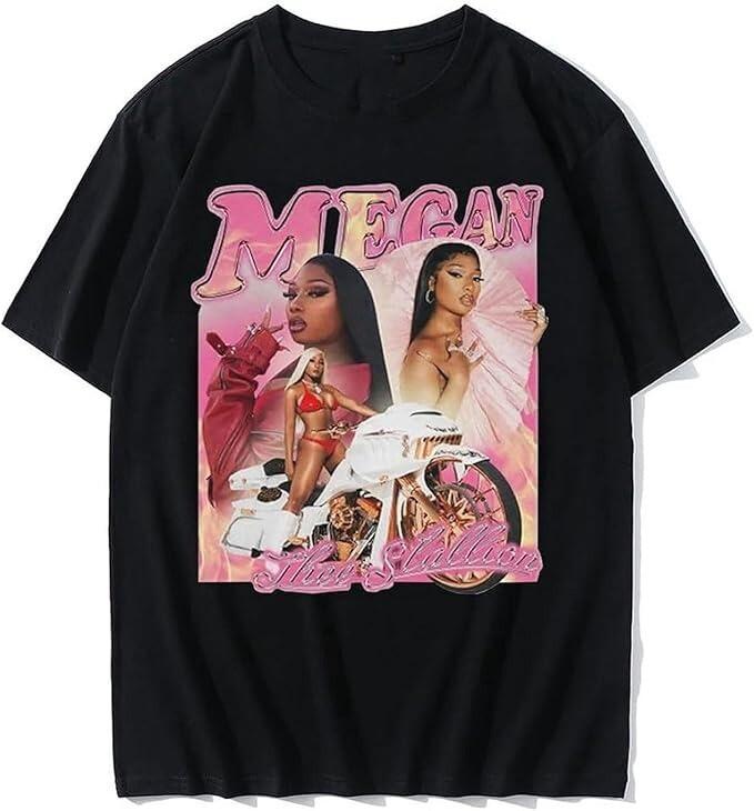 Хип-хоп исполнительница Megan Thee Stallion Графический принт Хлопок Все размеры BT1578 Унисекс Футболка