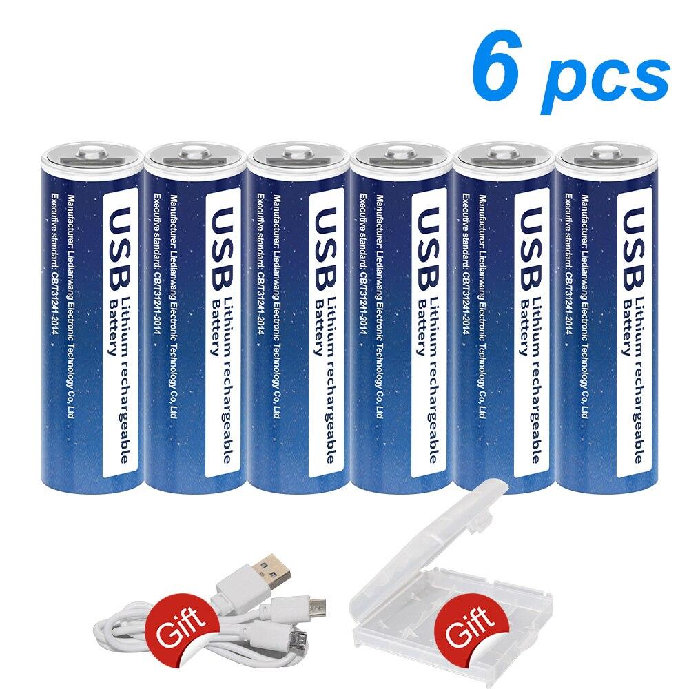 100% Capacity 1.5V AA Li-ion Battery 2800mWh Li-Polymer USB Rechargeable Lithium USB Battery AA+ USB Cable Line Toy KTV Multi-function Battery