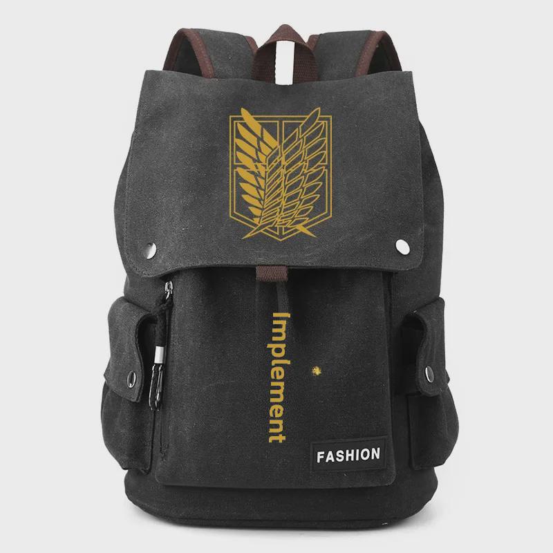 Атака титанов Крылья свободы аниме холст рюкзак для студентов