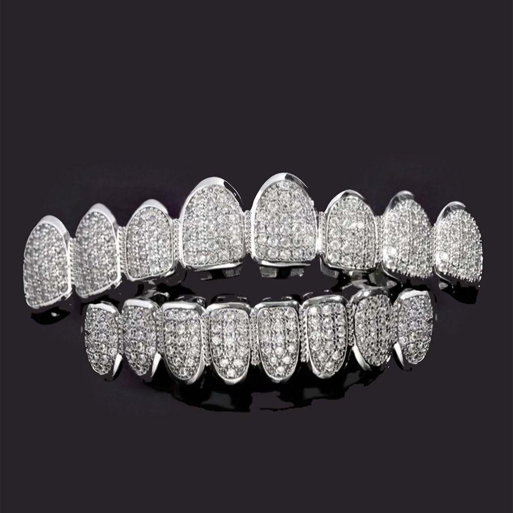 Removable Design Hiphop Teeth Grillz Top & Bottom Set Charm Teeth Grillz Dental Crown
