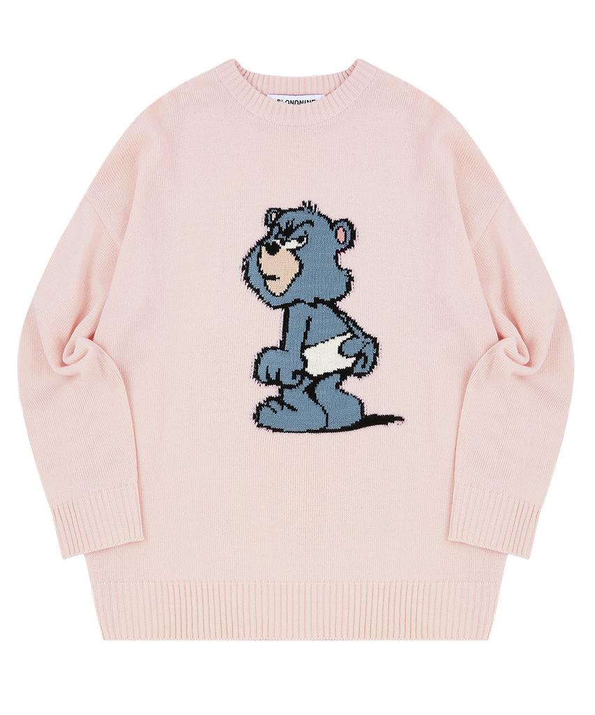 BLOND9 Blue Grumpy Bear Sweater_Pitch Pink