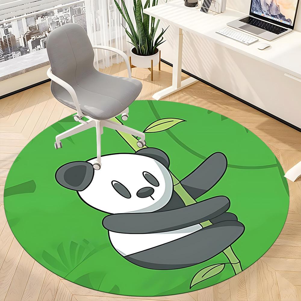 1pc Panda Bamboo Office Round Area Rug, Mat Suitable ForOffice, Under Office Chairs Bedroom Living Room Home Decor, Room Deco