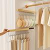 Retractable Wood Clothes Hanger,Multi-functional Bra Storage Hanger with 8/12 Hooks,Wall-mounted Wardrobe Organizer for Vest Tie