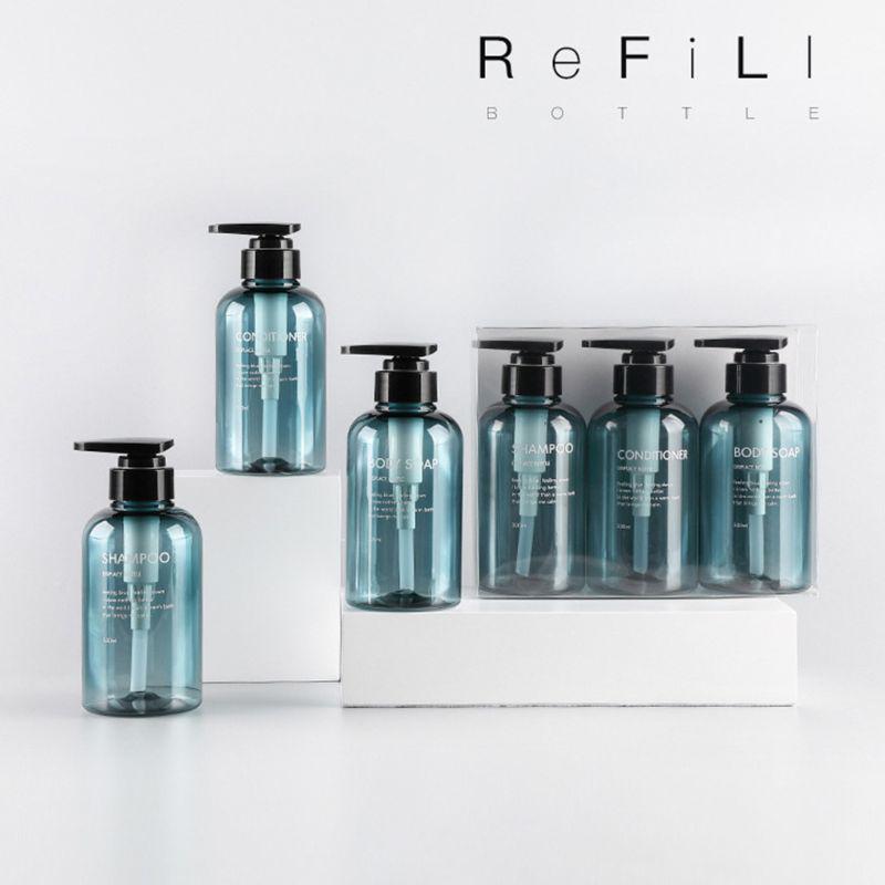 3 шт., 500 мл, набор бутылок, шампунь, гель для душа, кондиционер для волос, пресс-насос, дозатор мыла, бутылка для ванной комнаты